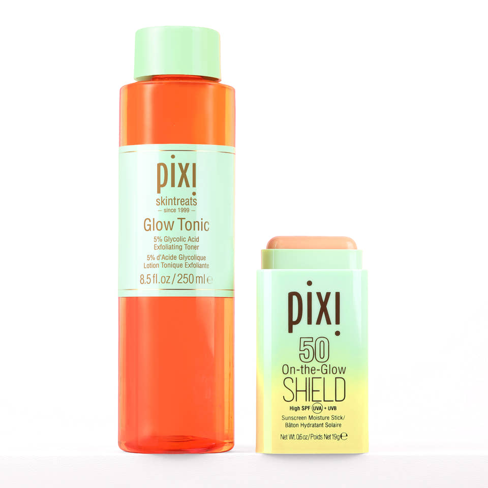 Bundle image shown on a white background featuring Glow Tonic and On-the-Glow SHIELD SPF 50 - View 1 view 2